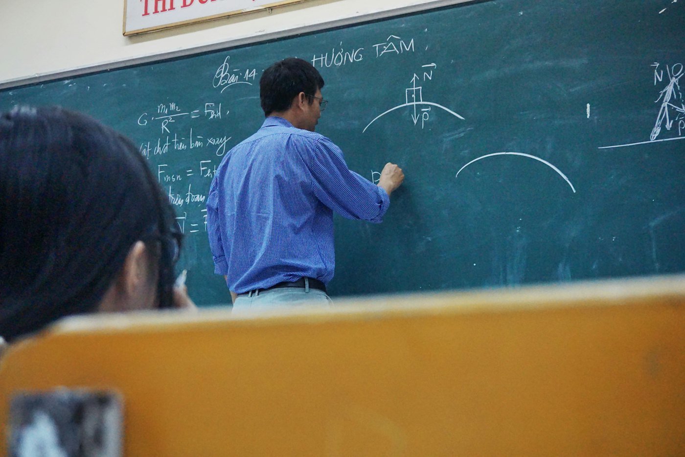 A teacher in a classroom